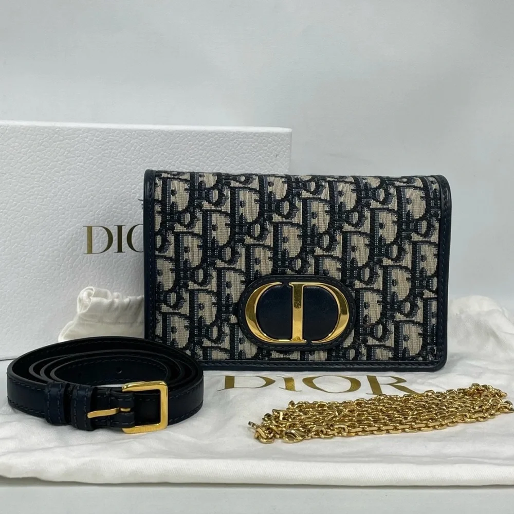 Dior Montaigne Oblique Waist Bag Black Chain Crossbody Bag - Picture 3 of 11